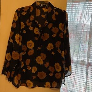 Sheer Black Floral Women's Top